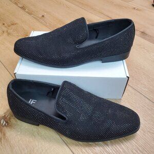 Mens JF J Ferrar Sutton Dress Shoes Black Crystals Size 8 Loafer Sparkle RARE